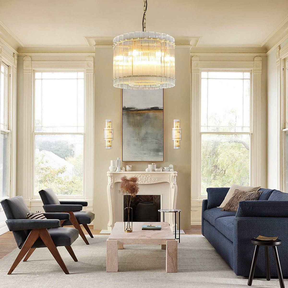 Sanrico Glass Round Chandelier 22"