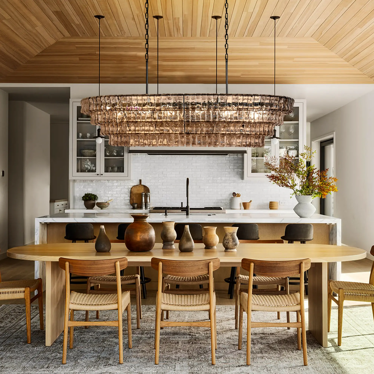 Ghiaccio Glass Oval Chandelier
