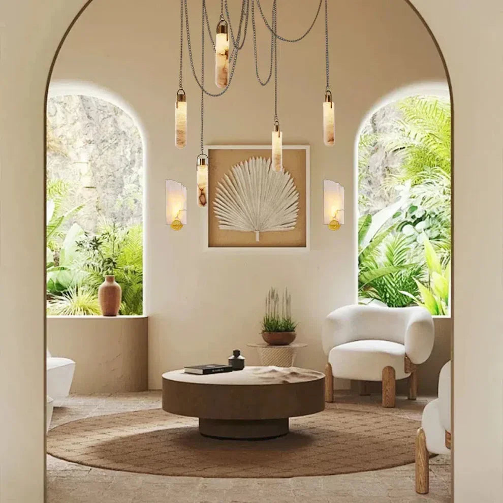 Alabaster 5 Lights Cluster Round Chandelier