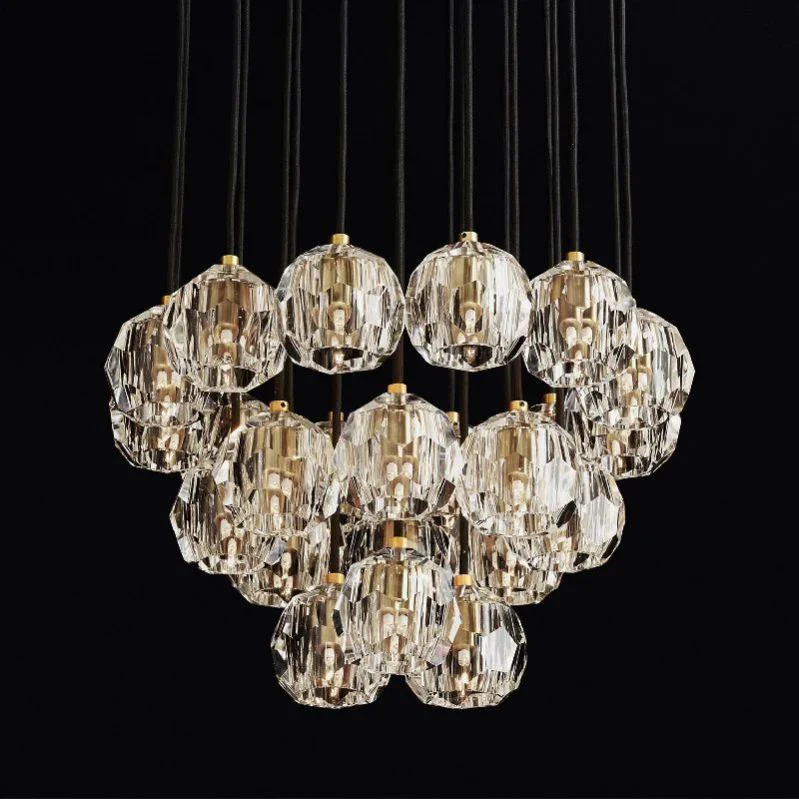 Boulle Round Cluster Chandelier 24"