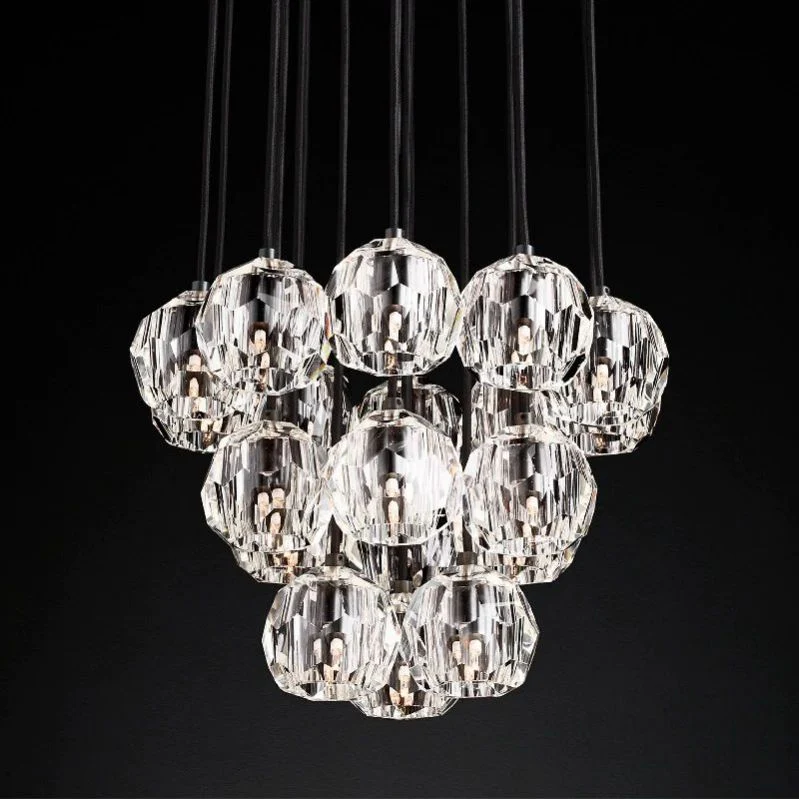Boulle Round Cluster Chandelier 19"