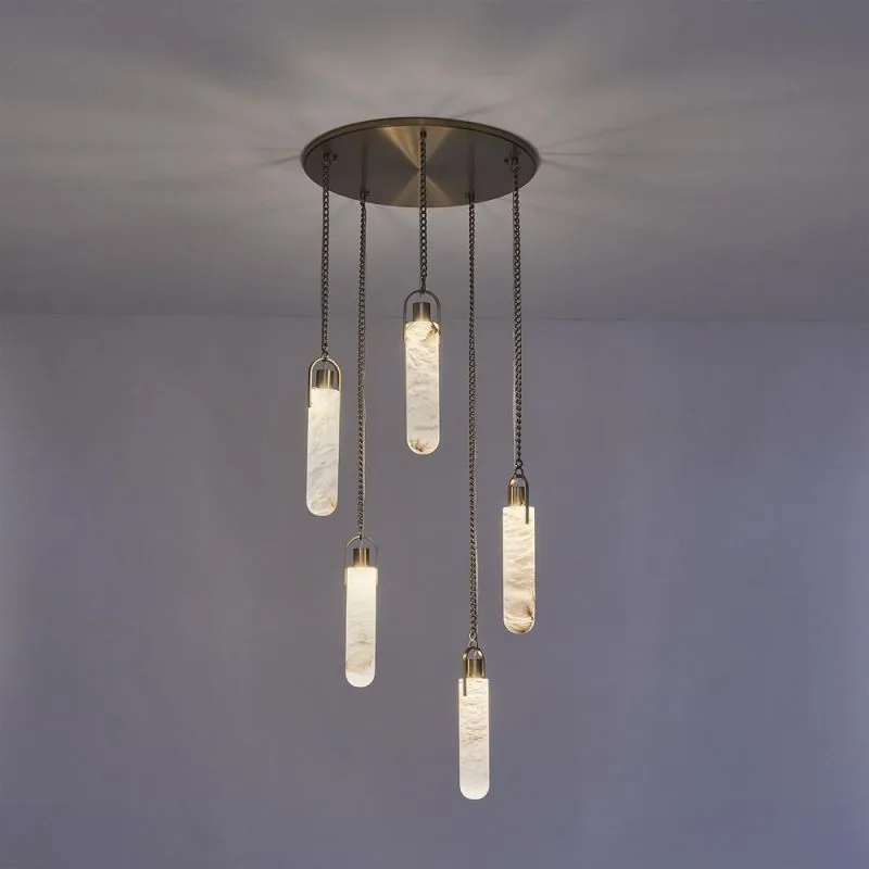 Alabaster 5 Lights Cluster Round Chandelier