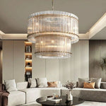 Sanrico Glass Two-Tier Round Chandelier 37"