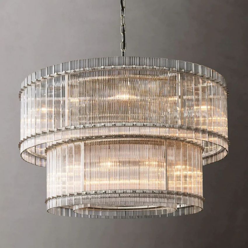 Sanrico Glass Two-Tier Round Chandelier 48"