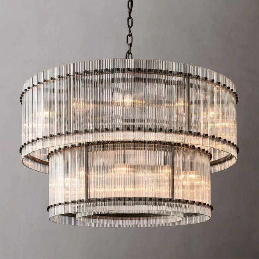 Sanrico Glass Two-Tier Round Chandelier 48"