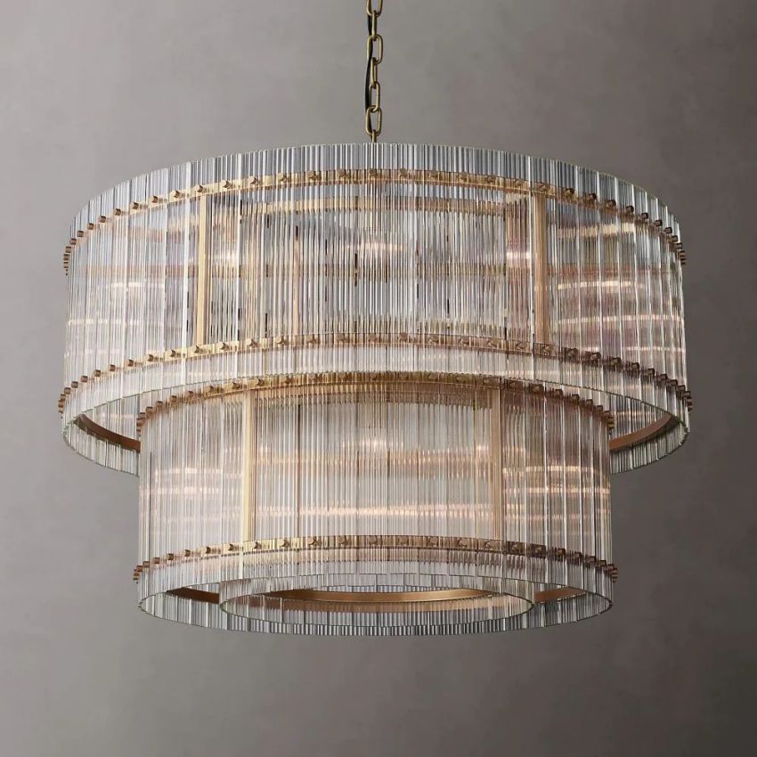 Sanrico Glass Two-Tier Round Chandelier 48"