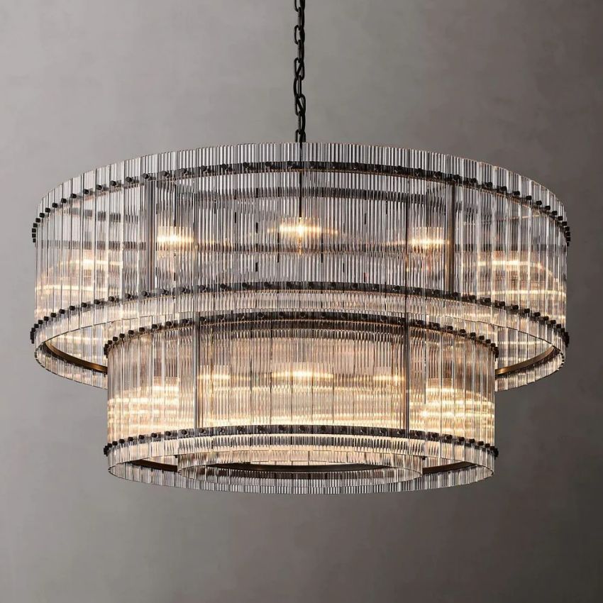 Sanrico Glass Two-Tier Round Chandelier 60"