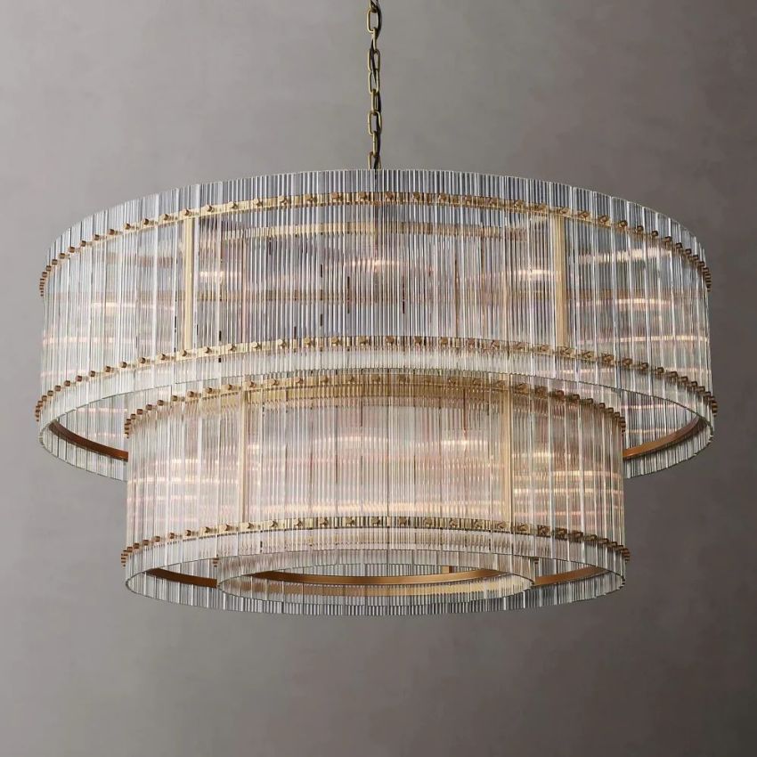 Sanrico Glass Two-Tier Round Chandelier 60"