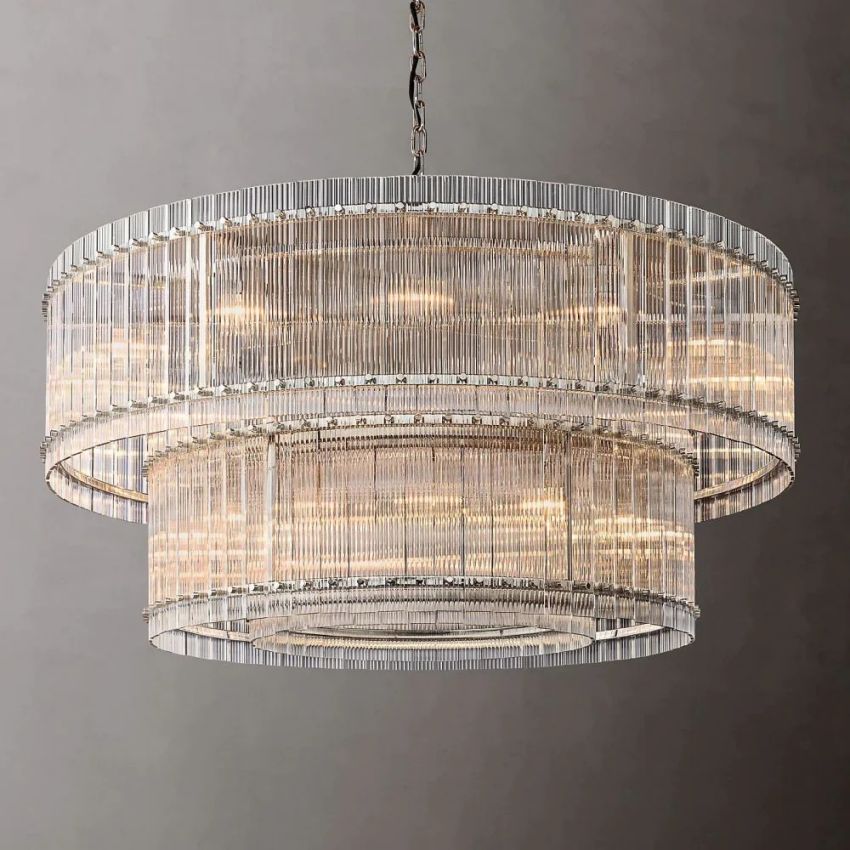 Sanrico Glass Two-Tier Round Chandelier 60"
