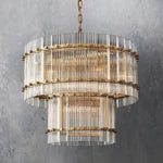 Sanrico Glass Two-Tier Round Chandelier 22"