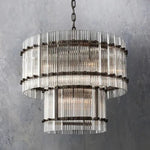 Sanrico Glass Two-Tier Round Chandelier 22"