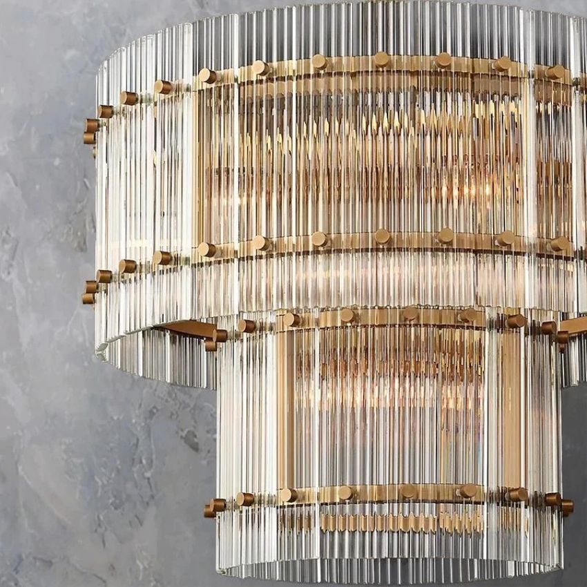 Sanrico Glass Two-Tier Round Chandelier 22"