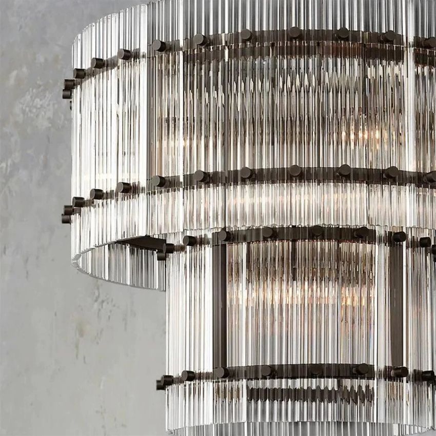 Sanrico Glass Two-Tier Round Chandelier 22"