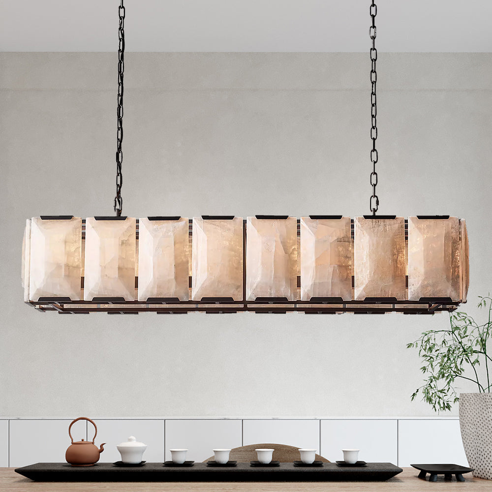 Harluxe Calcite Rectangle Chandelier 54"