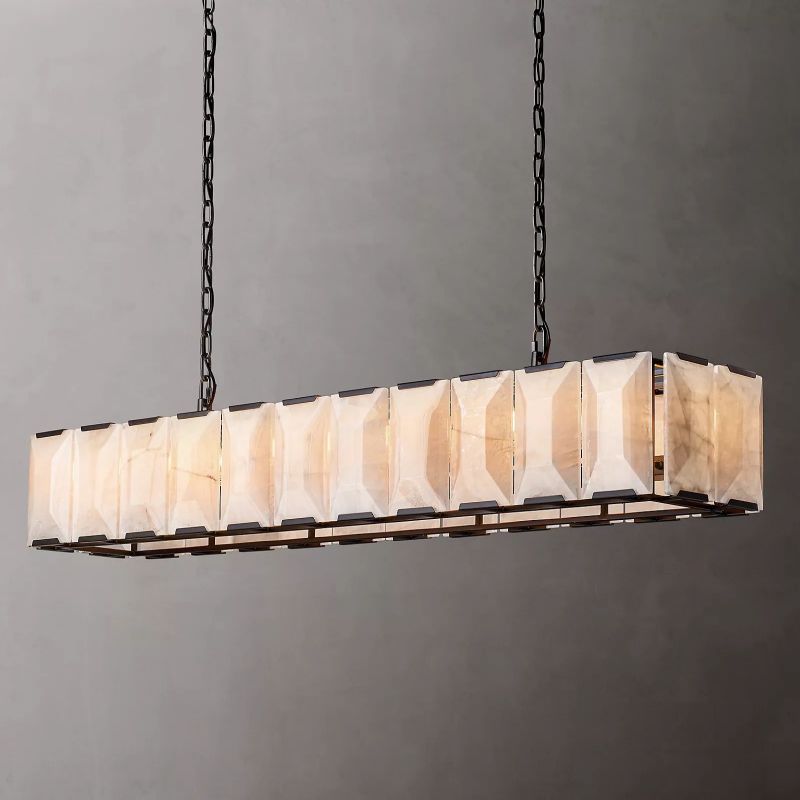 Harluxe Calcite Rectangle Chandelier 74"