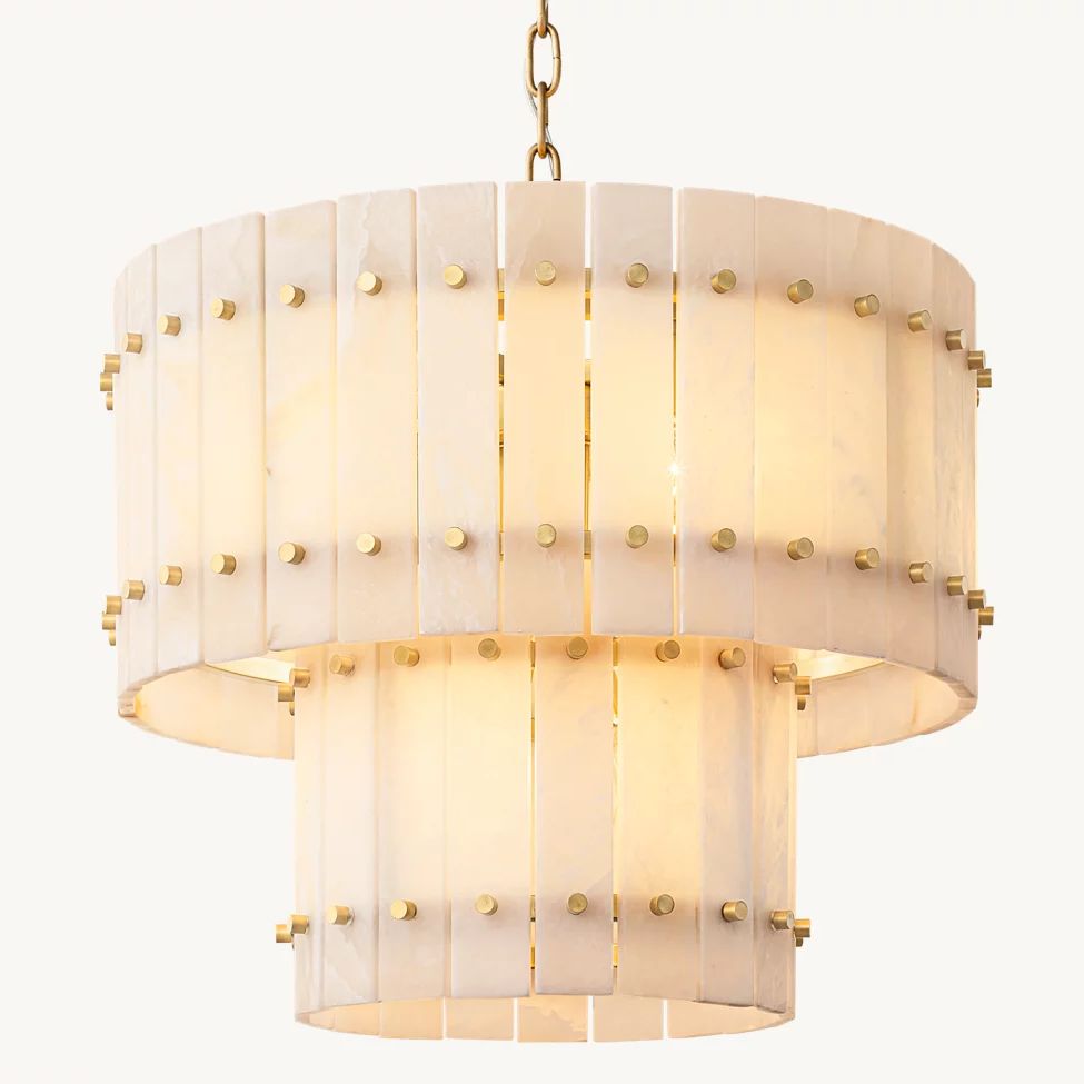 Sanrico Alabaster Tiered Round Chandelier 22"