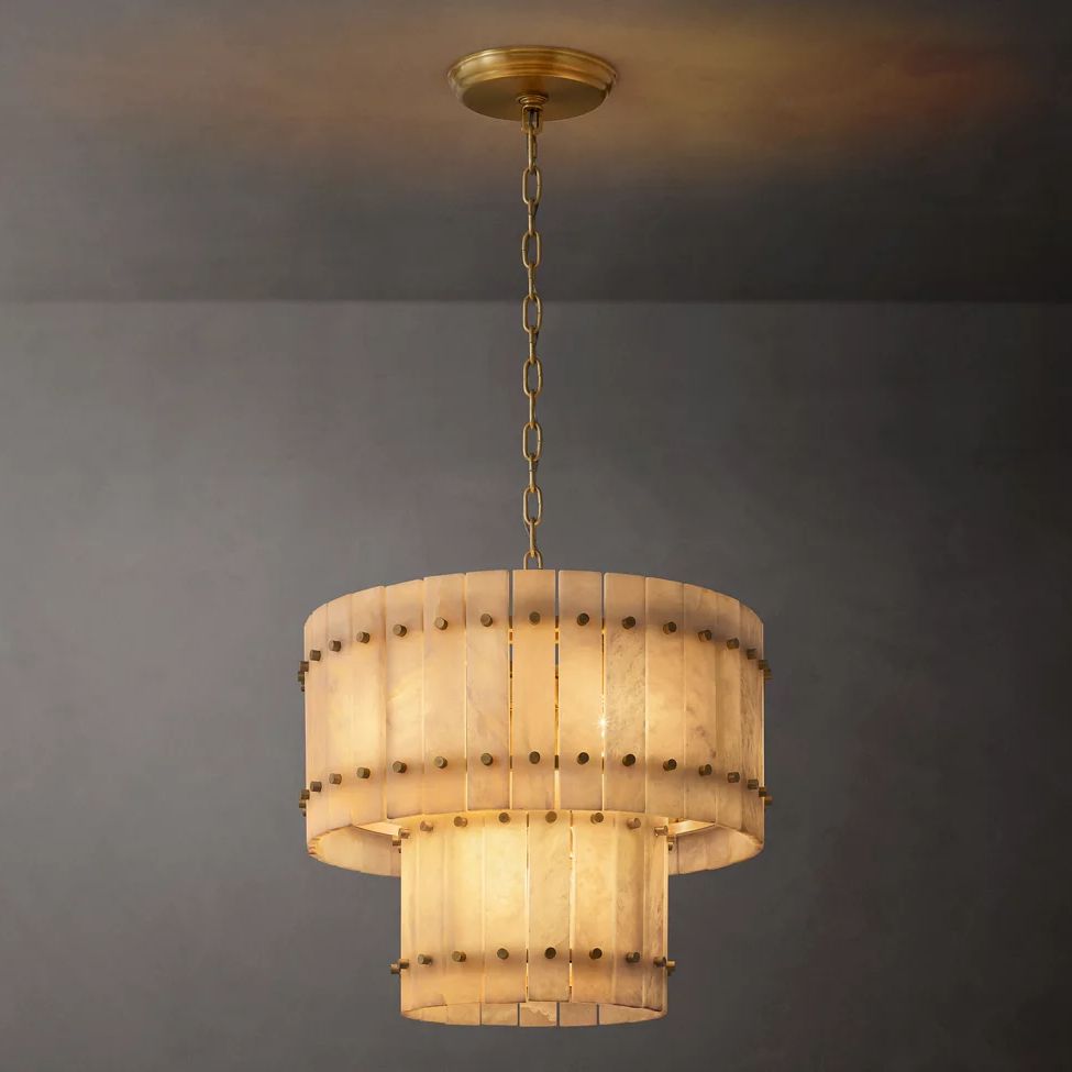 Sanrico Alabaster Tiered Round Chandelier 22"