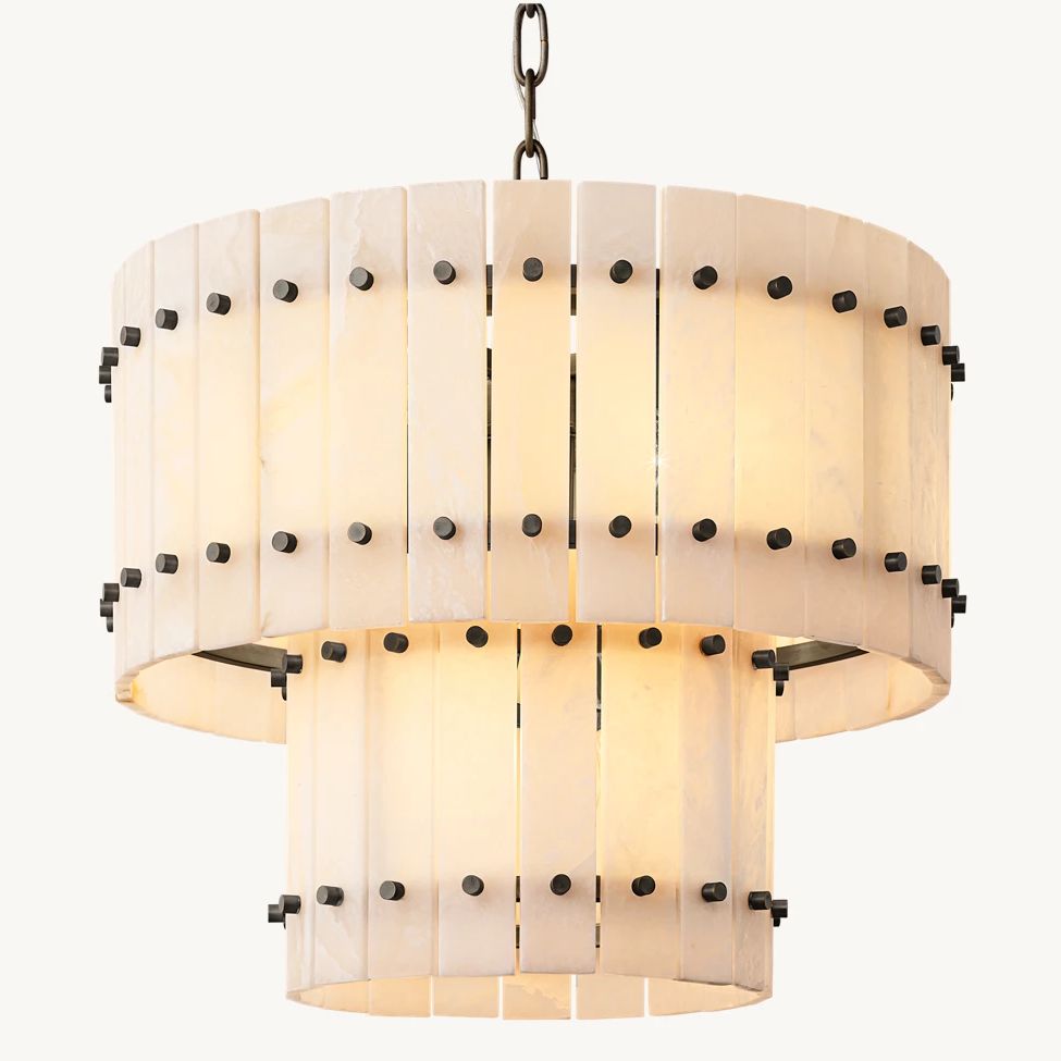 Sanrico Alabaster Tiered Round Chandelier 22"