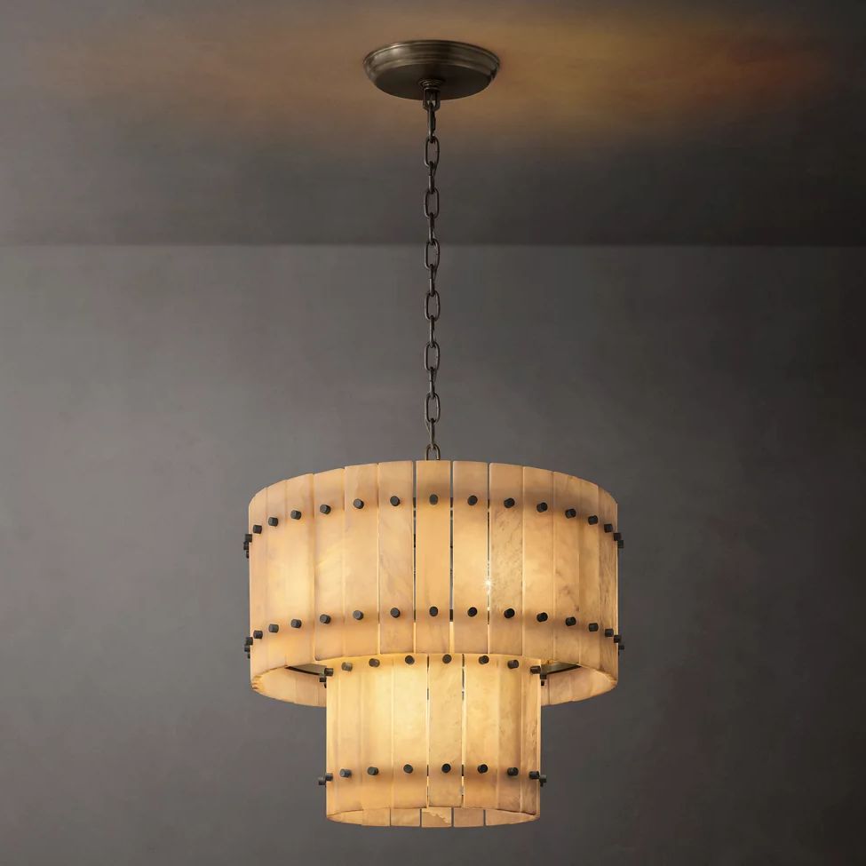 Sanrico Alabaster Tiered Round Chandelier 22"