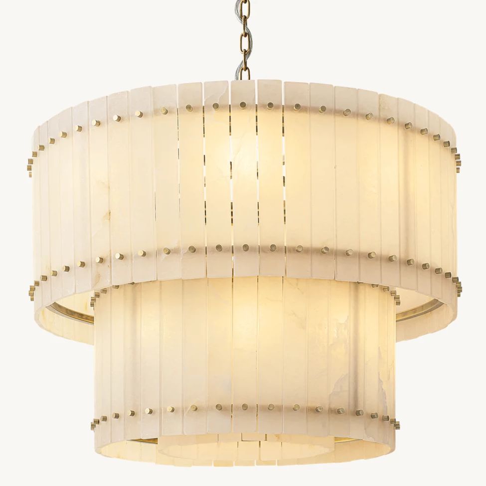 Sanrico Alabaster Tiered Round Chandelier 37"