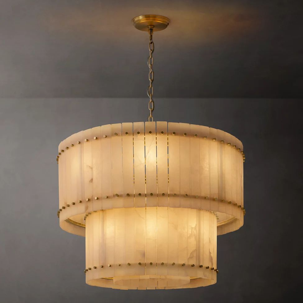 Sanrico Alabaster Tiered Round Chandelier 37"