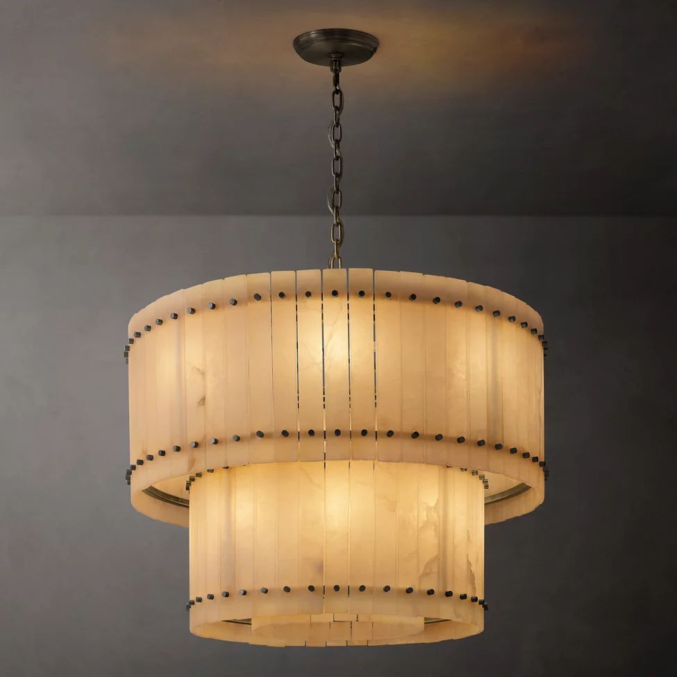 Sanrico Alabaster Tiered Round Chandelier 37"