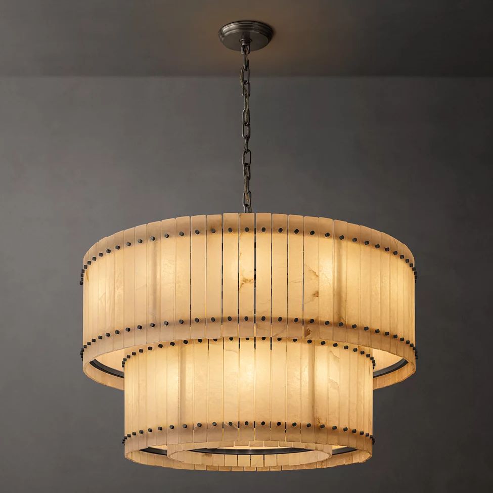 Sanrico Alabaster Tiered Round Chandelier 48"
