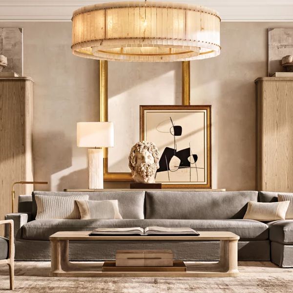 Sanrico Alabaster Round Chandelier 37"