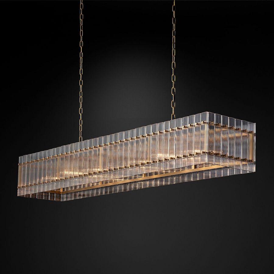 Sanrico Glass Rectangle Chandelier 72"