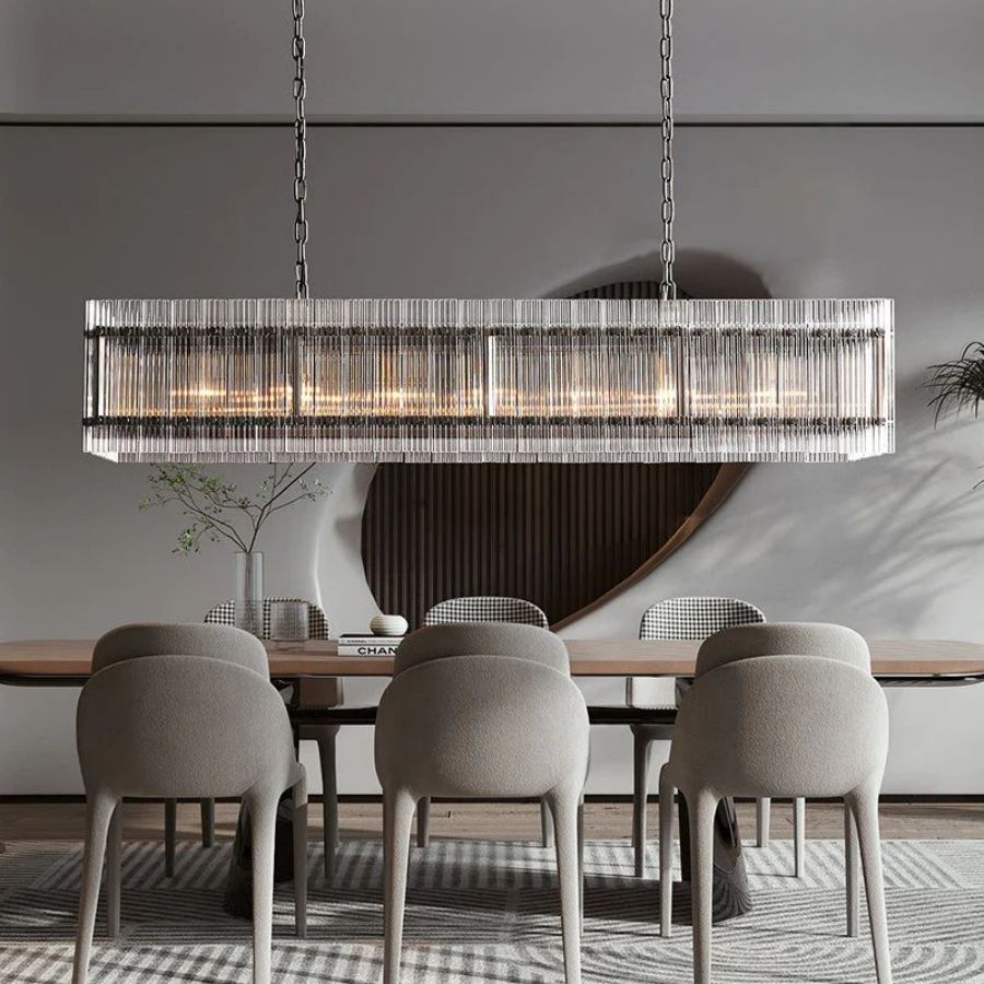 Sanrico Glass Rectangle Chandelier 54"