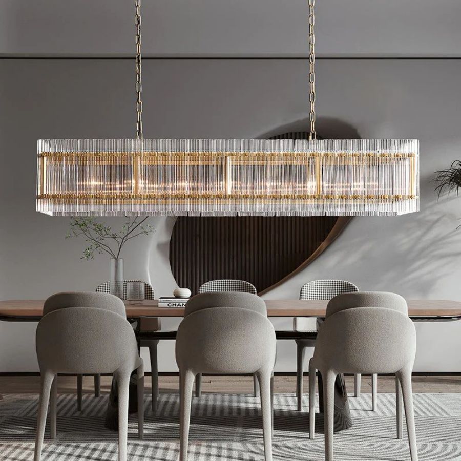 Sanrico Glass Rectangle Chandelier 54"