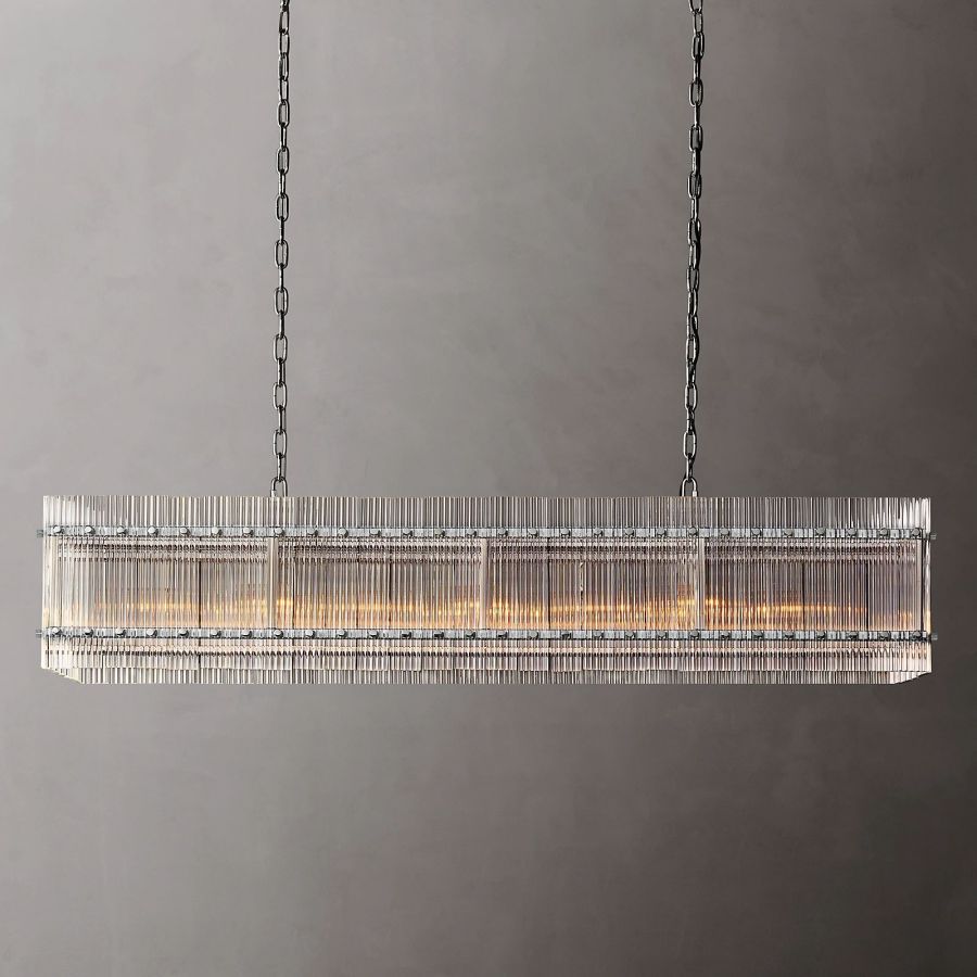 Sanrico Glass Rectangle Chandelier 54"