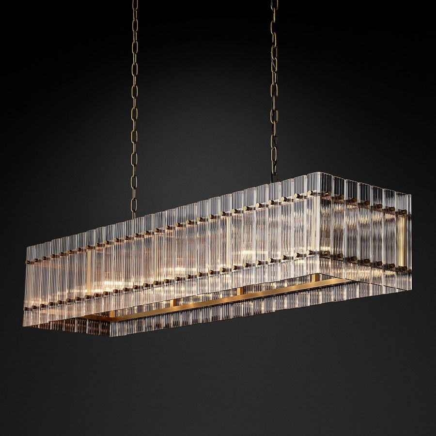 Sanrico Glass Rectangle Chandelier 54"