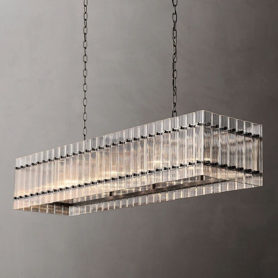 Sanrico Glass Rectangle Chandelier 54"