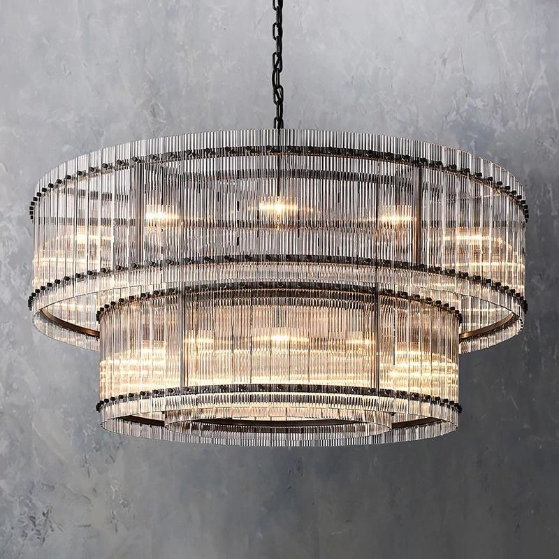 Sanrico Glass Two-Tier Round Chandelier 60"