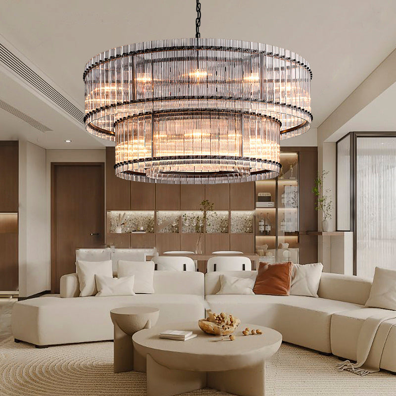 Sanrico Glass Two-Tier Round Chandelier 60"