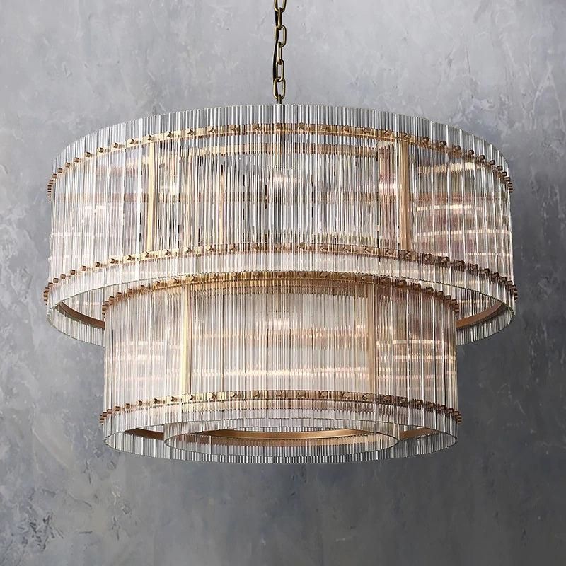 Sanrico Glass Two-Tier Round Chandelier 48"