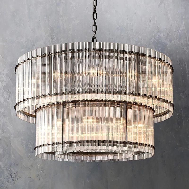 Sanrico Glass Two-Tier Round Chandelier 48"