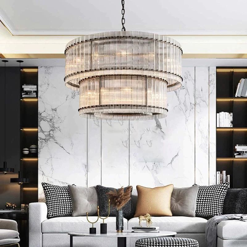 Sanrico Glass Two-Tier Round Chandelier 48"