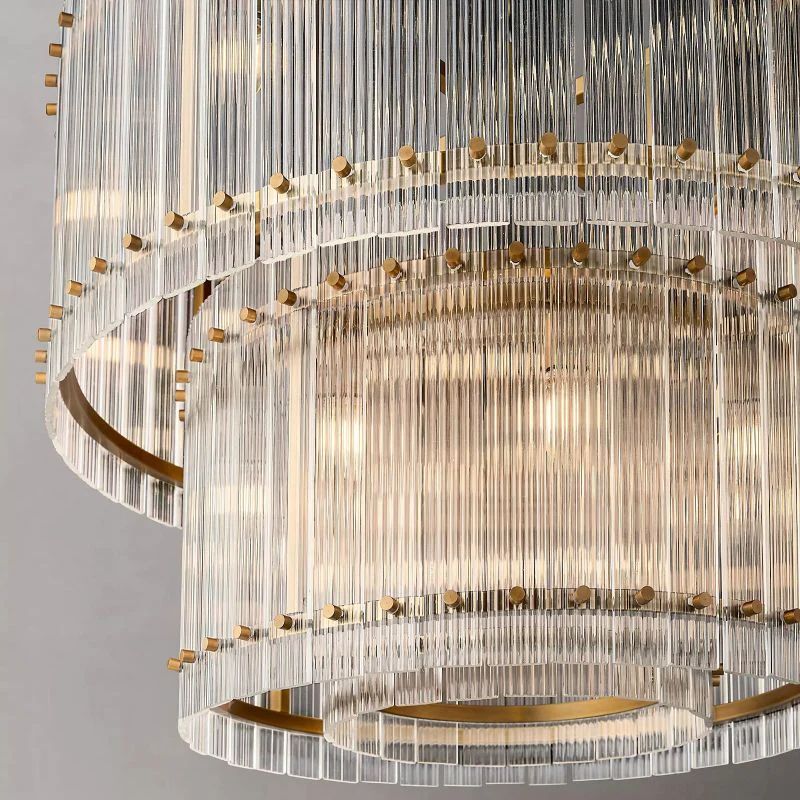 Sanrico Glass Two-Tier Round Chandelier 37"