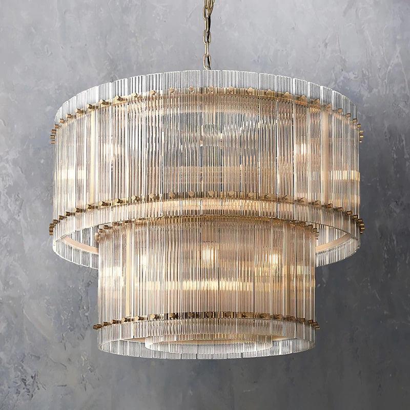Sanrico Glass Two-Tier Round Chandelier 37"