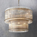 Sanrico Glass Two-Tier Round Chandelier 37"