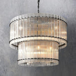 Sanrico Glass Two-Tier Round Chandelier 37"