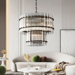 Sanrico Glass Two-Tier Round Chandelier 22"