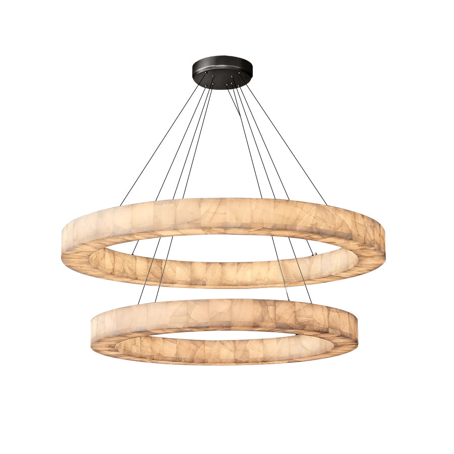 Rivent Alabaster Two-Tier Round Chandelier 60"