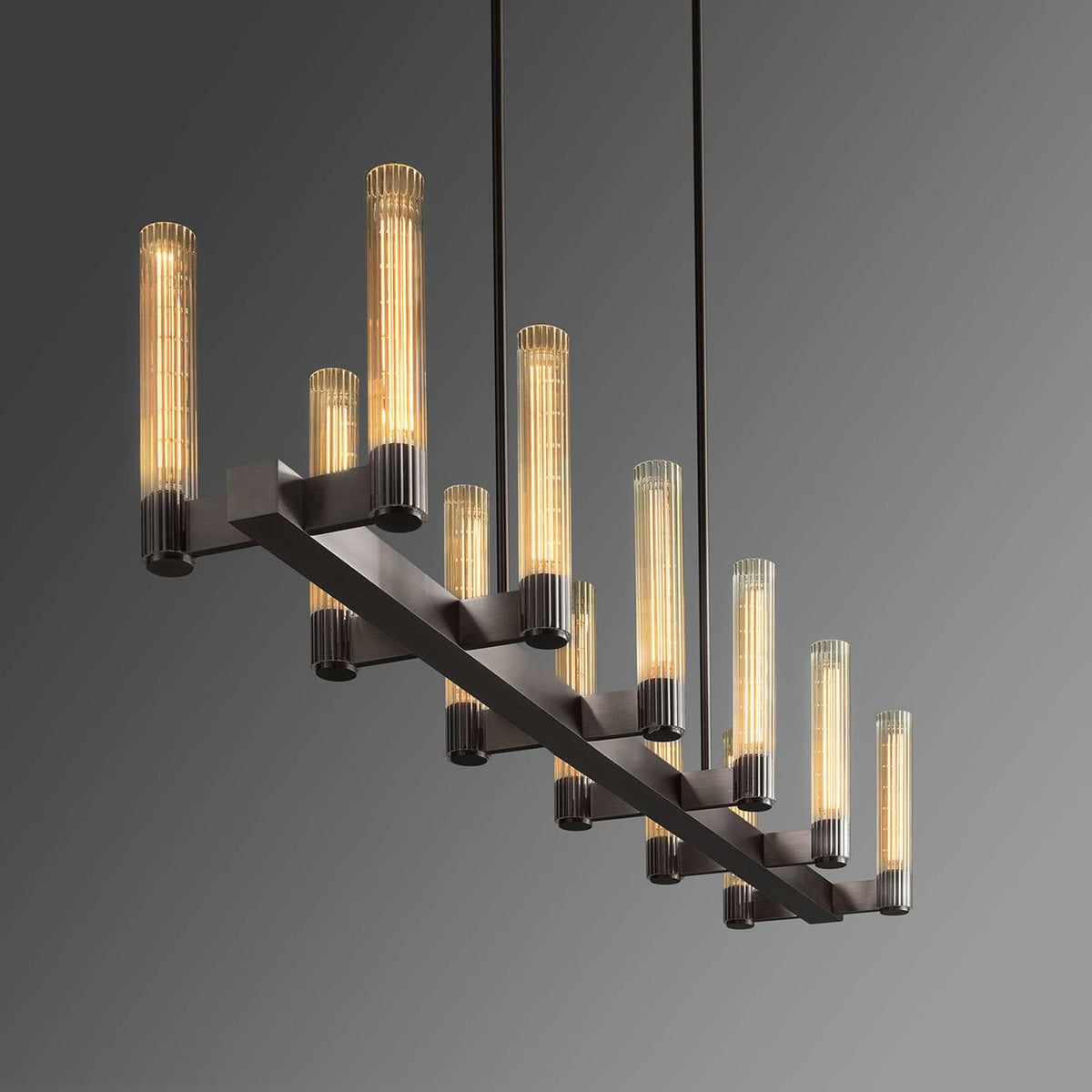 Vallon Glass Linear Chandelier 60"