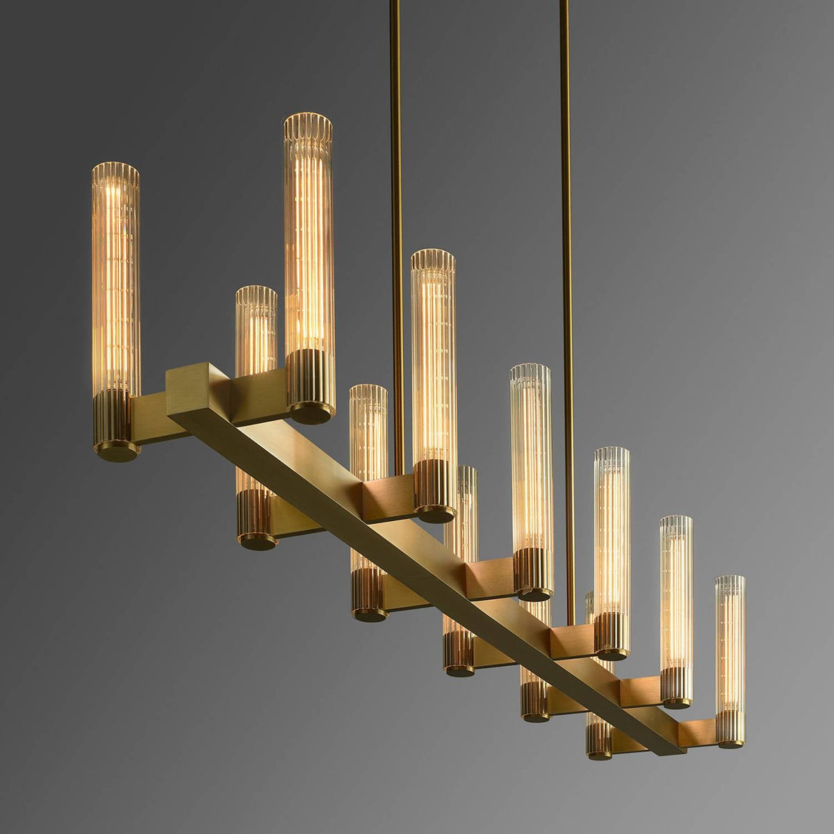 Vallon Glass Linear Chandelier 60"