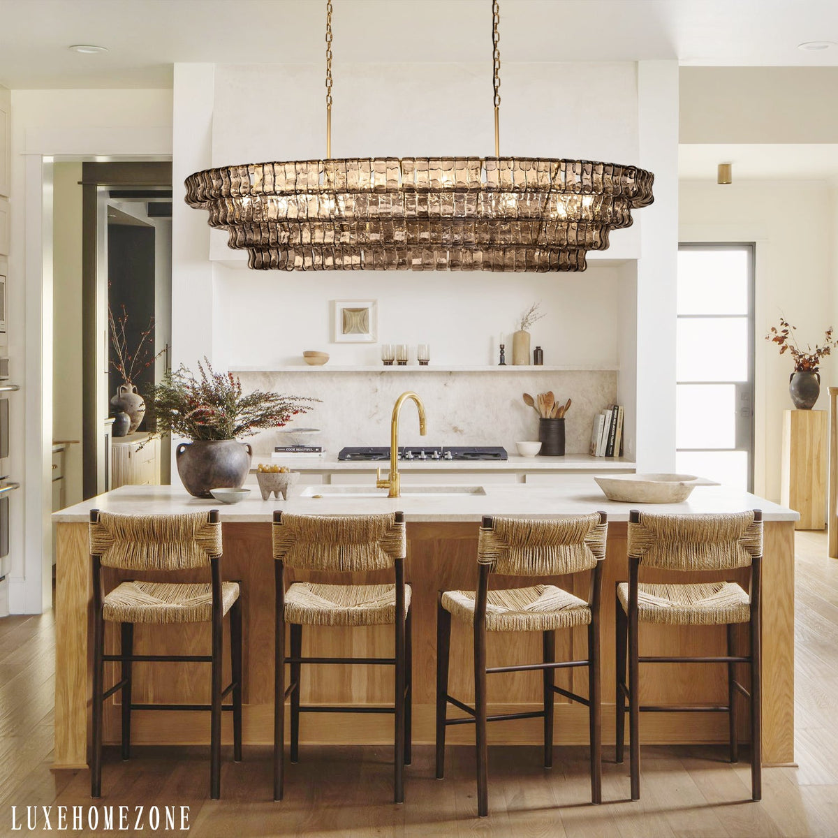 Ghiaccio Glass Oval Chandelier