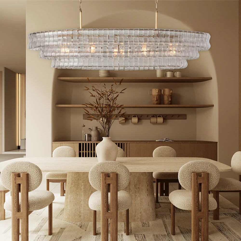 Ghiaccio Glass Oval Chandelier