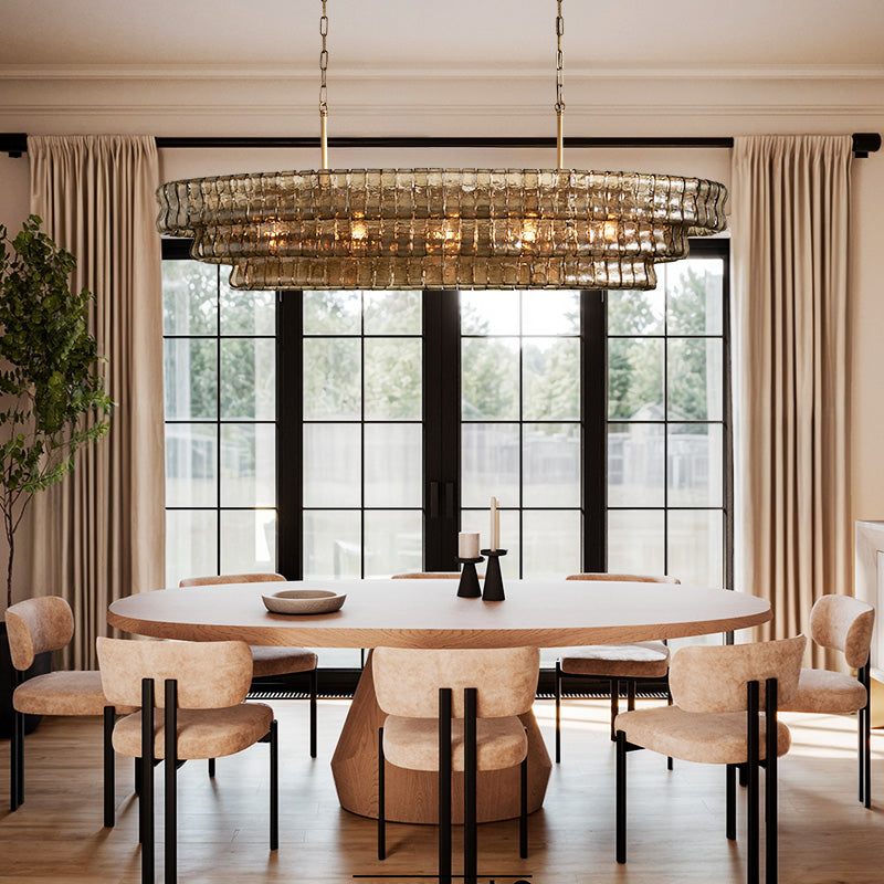 Ghiaccio Glass Oval Chandelier